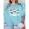 Christmas Snow Print Crew Neck Sweatshirt Women Loose Fit Casual Long Sleeve Top