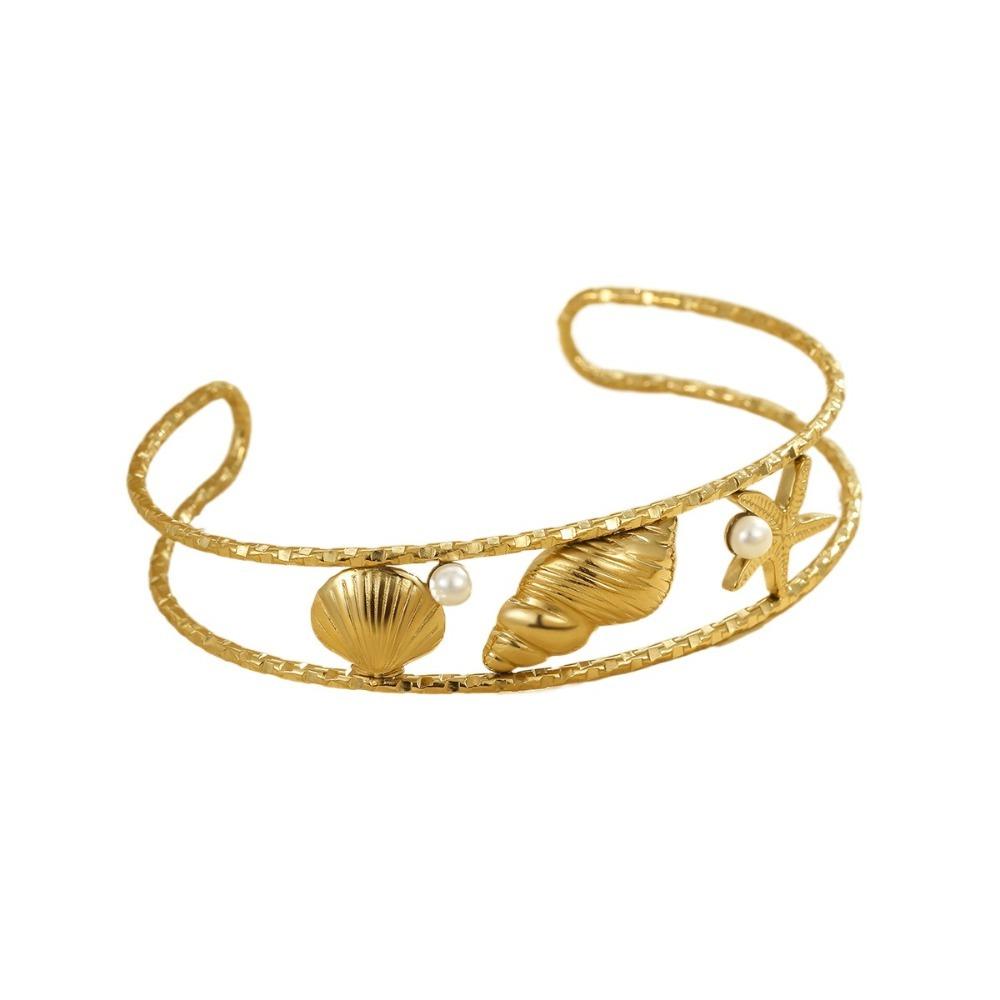 Ocean Series Open Wrist Jewelry Golden Summer Beach Bangle  Gifts for Women Girl