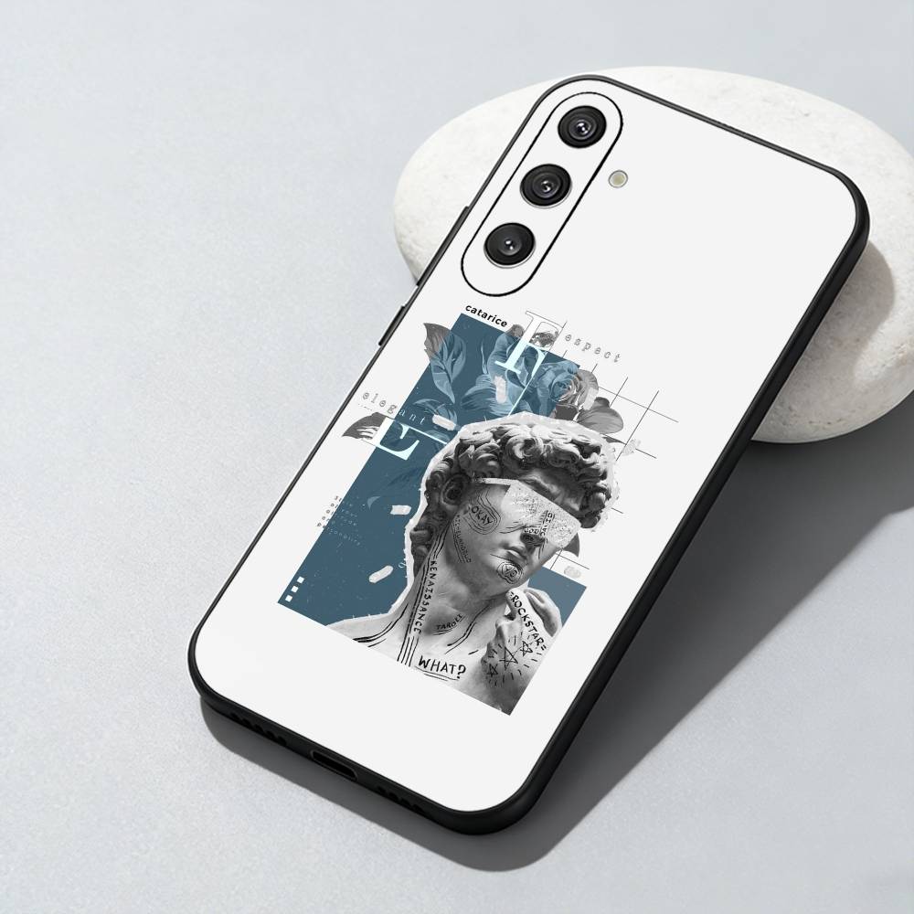 

Creative Parody D-David Greek Phone Case For Samsung Galaxy A73,A72,A71,A70,A52,A51 Others Soft Black Cover Samsung a12
