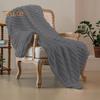 Summer AC Flannel Blanket Thickened Double-sided Plush Striped Texture Solid Color Office Nap Home Bed Sofa Travel Cozy Warm Winter Blanket