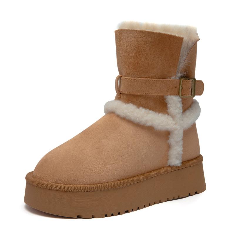 Snow boots 2025 winter new velvet warm non-slip short boots women's thick soles increase two wear large Northeast cotton shoes