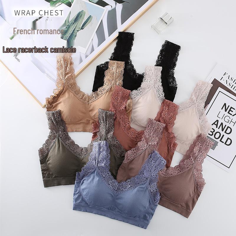 Lace Queen Red Backless Lace Bralette Women's Vest-Style Bandeau Sports Bra