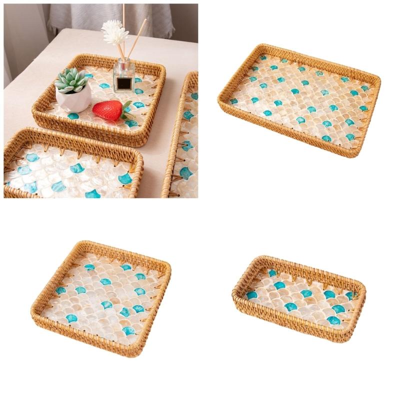 Fashionable Large Capacity Rattan Tray with Handmade Craftsmanship Home Decoration for Snacks Fruits and Desserts