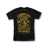 Cobra Kai TV Show T-Shirt - Strike First Strike Hard No Mercy Vintage Graphic Tee Black with Yellow Print, Regular Fit Round Neck, 1984 California