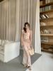French Floral Print Dress, Spring/Summer 2026 – Elegant, Waist-Cinching, Slim-Fitting, Long Skirt.