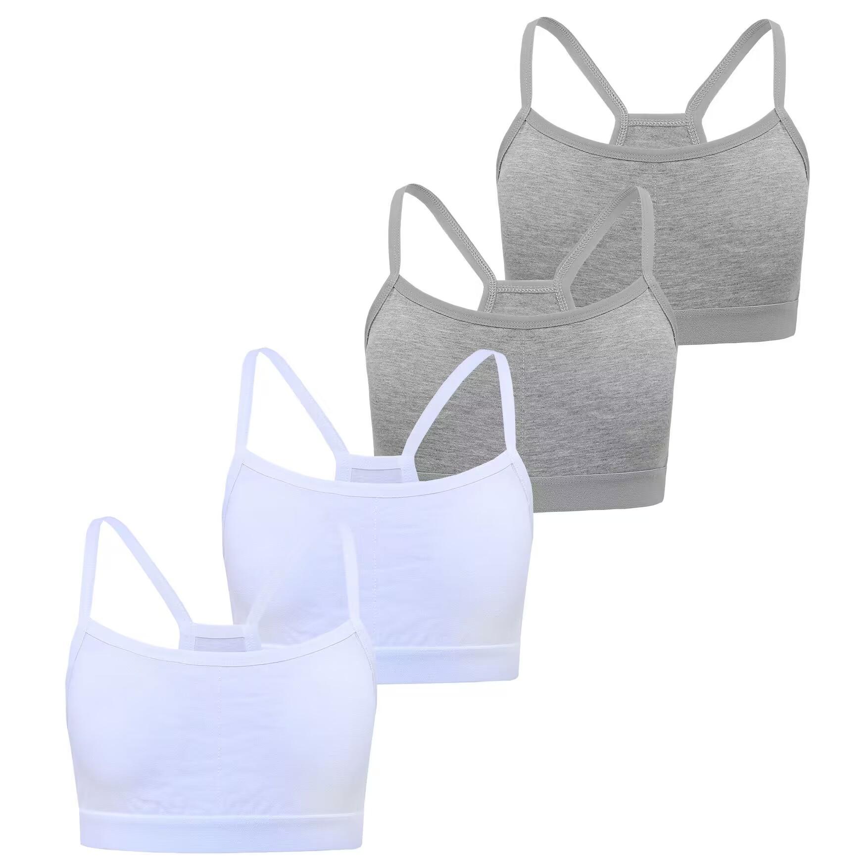 

4 шт./лот тренировочный бюстгальтер для учеников средней школы с буквами, мягкий спортивный жилет для маленьких детей, топы, нижнее белье для девочек-подростков 8-16 лет one size