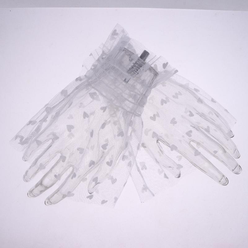 1 Pair Props Nail Tips Display Sleeve Fashion Accessory Nail Art Heart Tulle Photo Glove Fake Pleated Cuff Manicure Photography