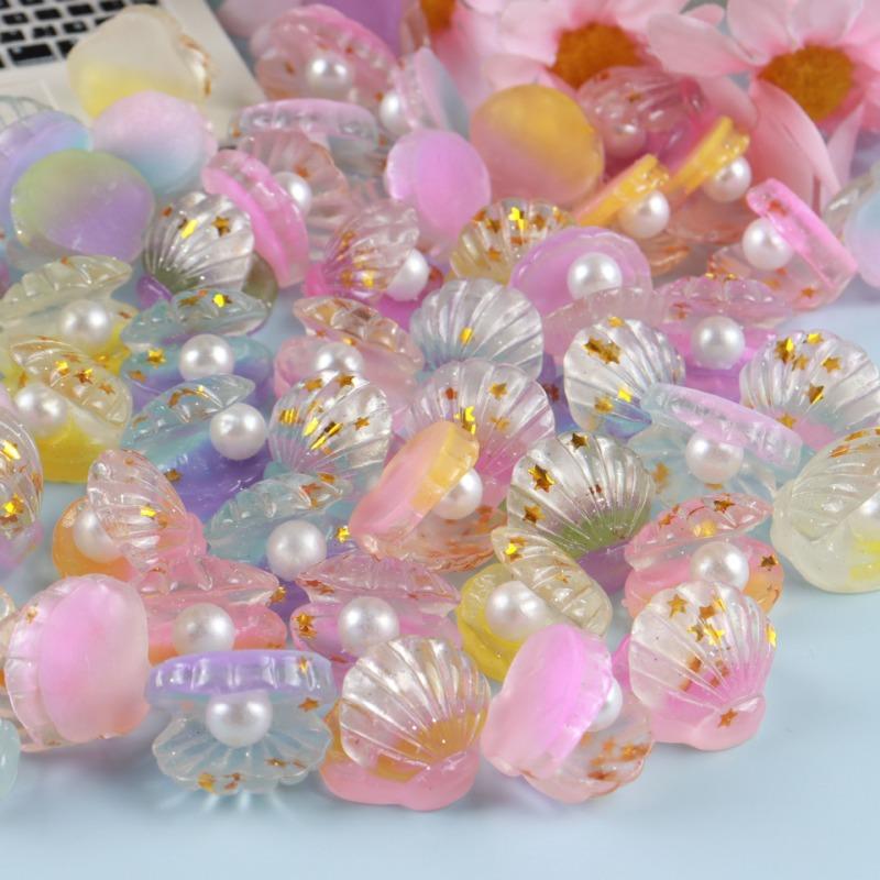 Cartoon Simulation Luminous Pearl Shell Gradient Color DIY Phone Case Shoe Buckle Water Cup Sticker Cream Glue Jewelry