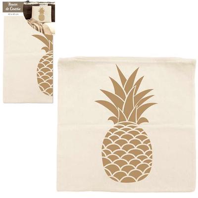 [Q3520] - Taupe Beige 'Nature' Cotton Cushion Cover (pineapple) - 40x40 Cm