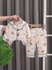 2025 Spring & Autumn Cartoon Kids' Pajama Set: Long Sleeve, Double Layer, Cardigan Style for Boys and Girls