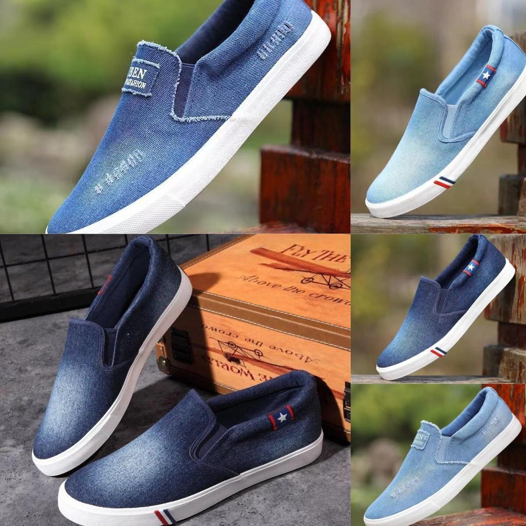 Denim Men's Canvas Shoes Slip-On Sneakers Male Flats Breathable