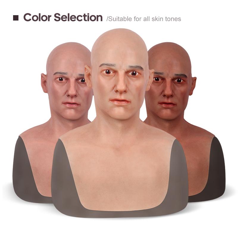 /ODM Silicone Mask Latest Halloween Property Full Head Bareheaded Middle-aged Man Headgear Cosplay Silicone Head Mask