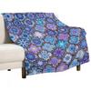 Moroccan Tile Pattern Blue Purple Throw Blanket Multi Purpose Soft Warm Blanket for Home Travel
