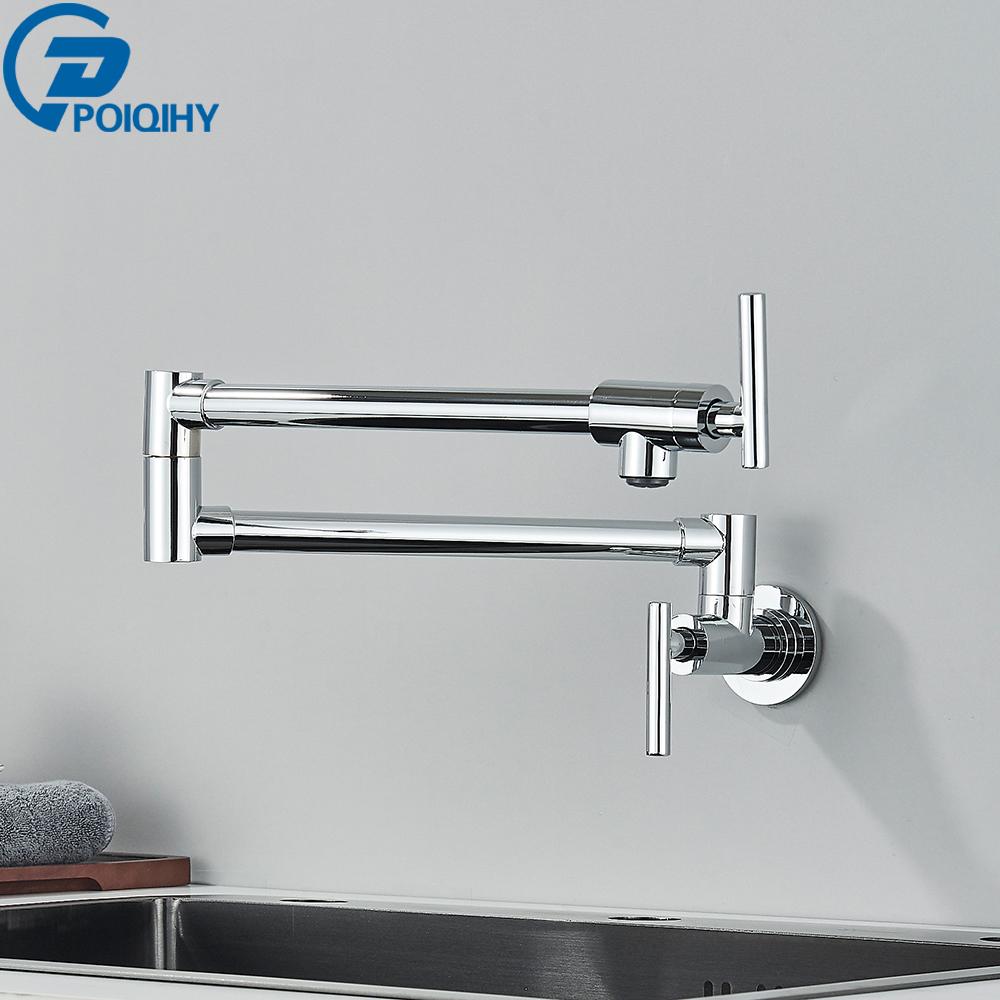 Chrom-schwarzer Wandhahn, einzelner Kaltwasserhahn, 360° drehbarer Auslauf, Waschhahn, klappbarer Hals, Badezimmer-Küchenhahn