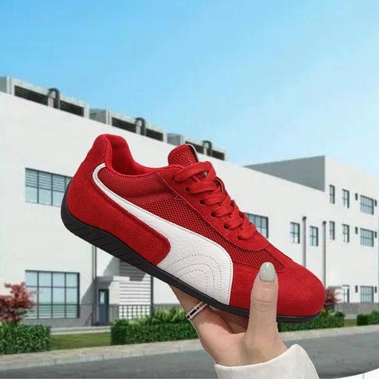Red German training shoes women's autumn 2025 new flat-bottomed versatile board shoes mesh casual sports shoes ins tide
