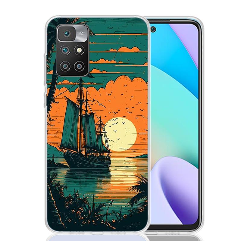 Sailing Boat Sunset Phone Case For Xiaomi Redmi 12C 13C 14C 12 13 10 10A 10C 9 9A 9C 9T 8 8A 7 7A 6 6A K70 K60 K40 K20 Pro 12C 1