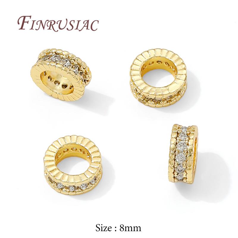 4mm 6mm 8mm 18K Gold Plated Brass with Zircon Round Spacer Beads For Beading,Metal Separator Beads,DIY Jewelry Making Supplies