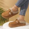 Fashion Casual Metal Buckle Decoration Cotton Outdoor Slippers Women 2025 Winter Thick Bottom Ankle Snow Boots Warm Short Plush Shoes