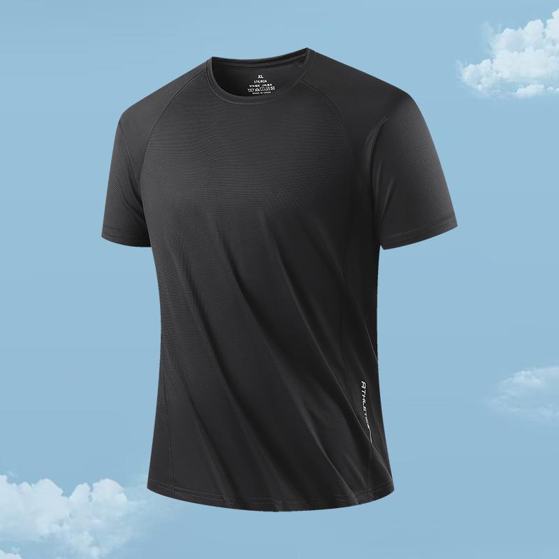 Sports And Leisure Ice Silk Short-sleeved Men's Quick-drying Ice-feel Elastic Breathable Loose Round Neck T-shirt For Men