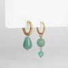 Fashion Multicolor Geometric Square Heart Natural Stone Malachite Drop Earrings for Women Stainless Steel Hoops Bohemia Jewelry