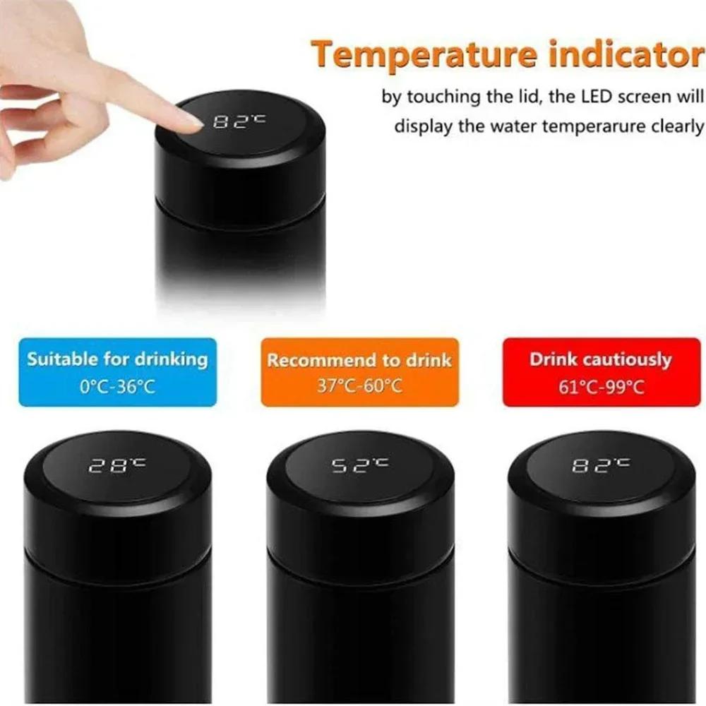 Inteligentny wyświetlacz temperatury, kubek termiczny ze stali nierdzewnej 304, butelka termiczna, długotrwała konserwacja ciepła, ładna butelka na wodę