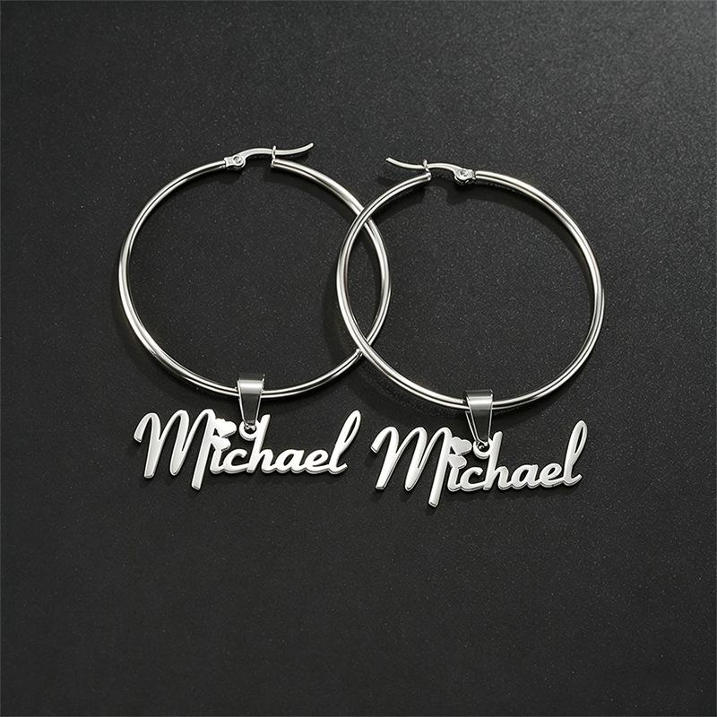Shunquan Jewelry Personalized Custom Name Hoop Earrings 316 Stainless Steel Round Earrings Letter Hypoallergenic Women's Style