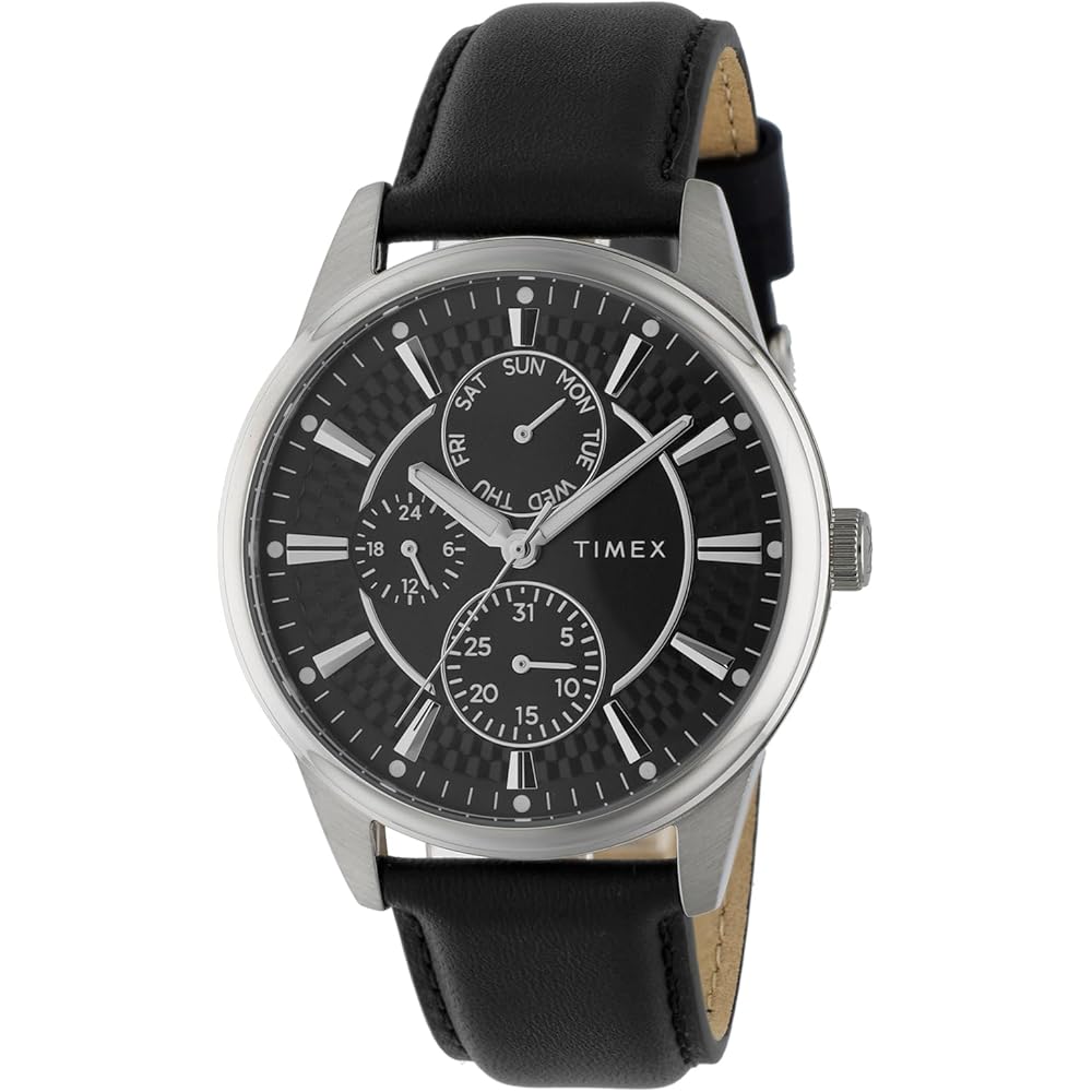 TIMEX Men's Chicago Multifunction Watch TW2Y21600, Quartz Movement, 5 ATM Water Resistance, Mineral Glass, Black Dial, Stainless Steel [Parallel Impor