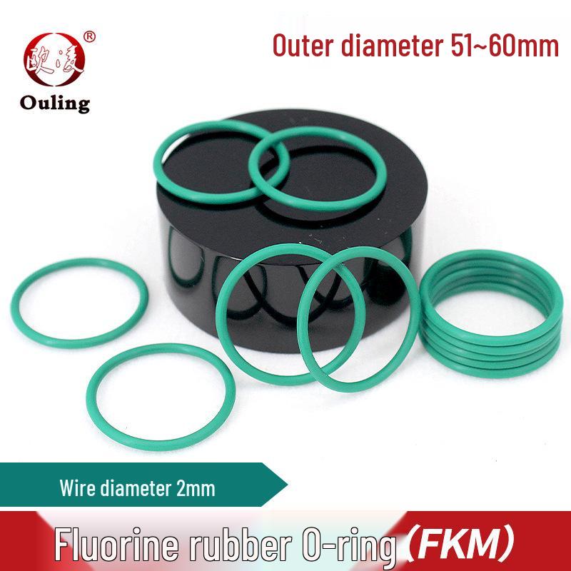 Green FKM O-ring, Outer Diameter 51-60mm, Cross-section 2mm OD 51*2mm (1 piece) Green FKM O-ring