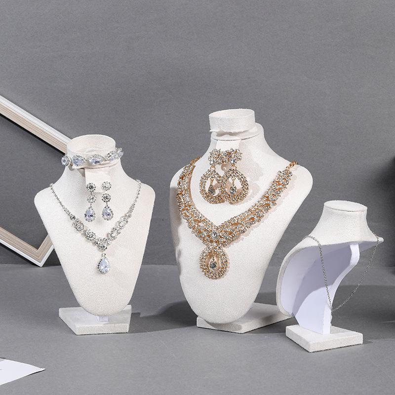 Light Luxury Jewelry Portrait Neck Flannel Necklace Display Rack, Counter Model Set Combination Pendant Rack Jewelry Rack