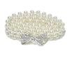Pearl elastic thin belt fashionsweet rhinestone inlaid bows buckle waist chain
