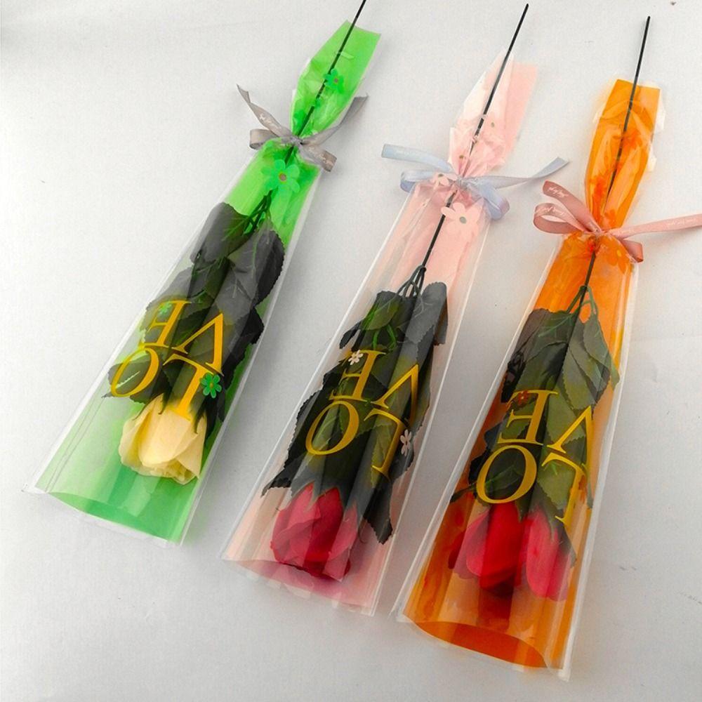 50Pcs Single Flower Flower Wrapping Bag Love Single Rose Sleeves New Bouquet Wrapper  Party Supplies