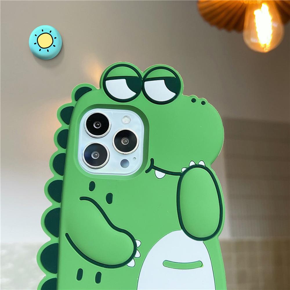 Niedliche Cartoon 3D Krokodil Dinosaurier Handyhüllen für iPhone 15 14 13 12 11 Pro Max Sturzsichere Weiche Silikon Handyhülle.