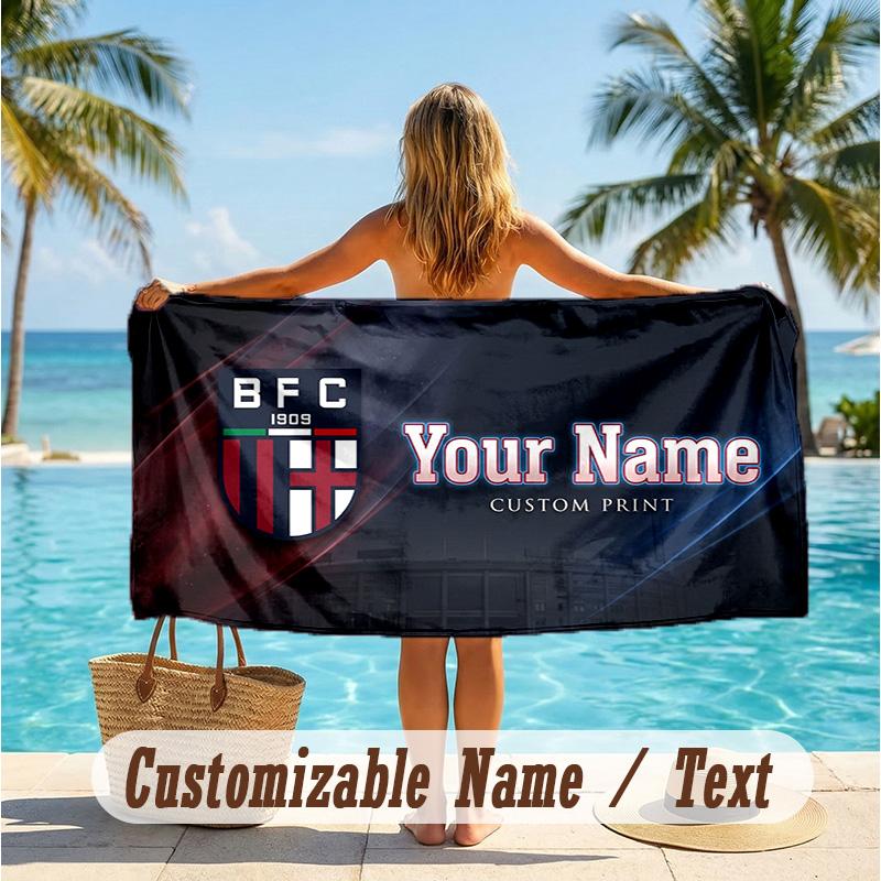Custom Text Beach Towel, Soft Absorbent Swimming Multi-use TowelBologna FC