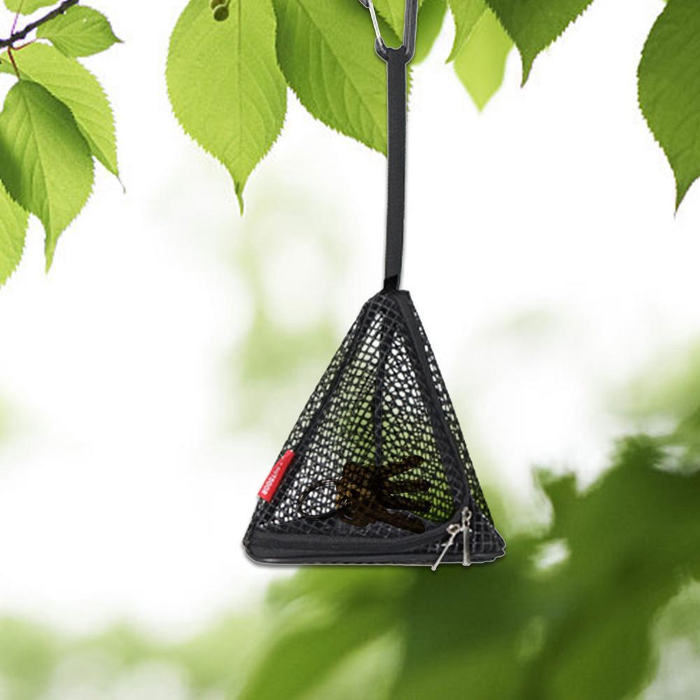 Triangular Hanging Mesh Bag Foldable Camping Organizer Mesh Hanging Basket Net with Hook Camping Dry Net for Camping