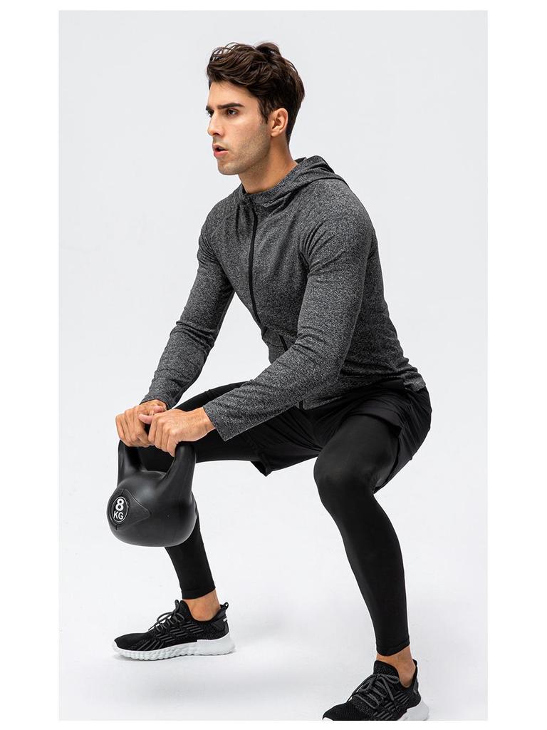 Men's Quick-Dry Long Sleeve Sports Hoodie for Running & Training - Autumn/Winter