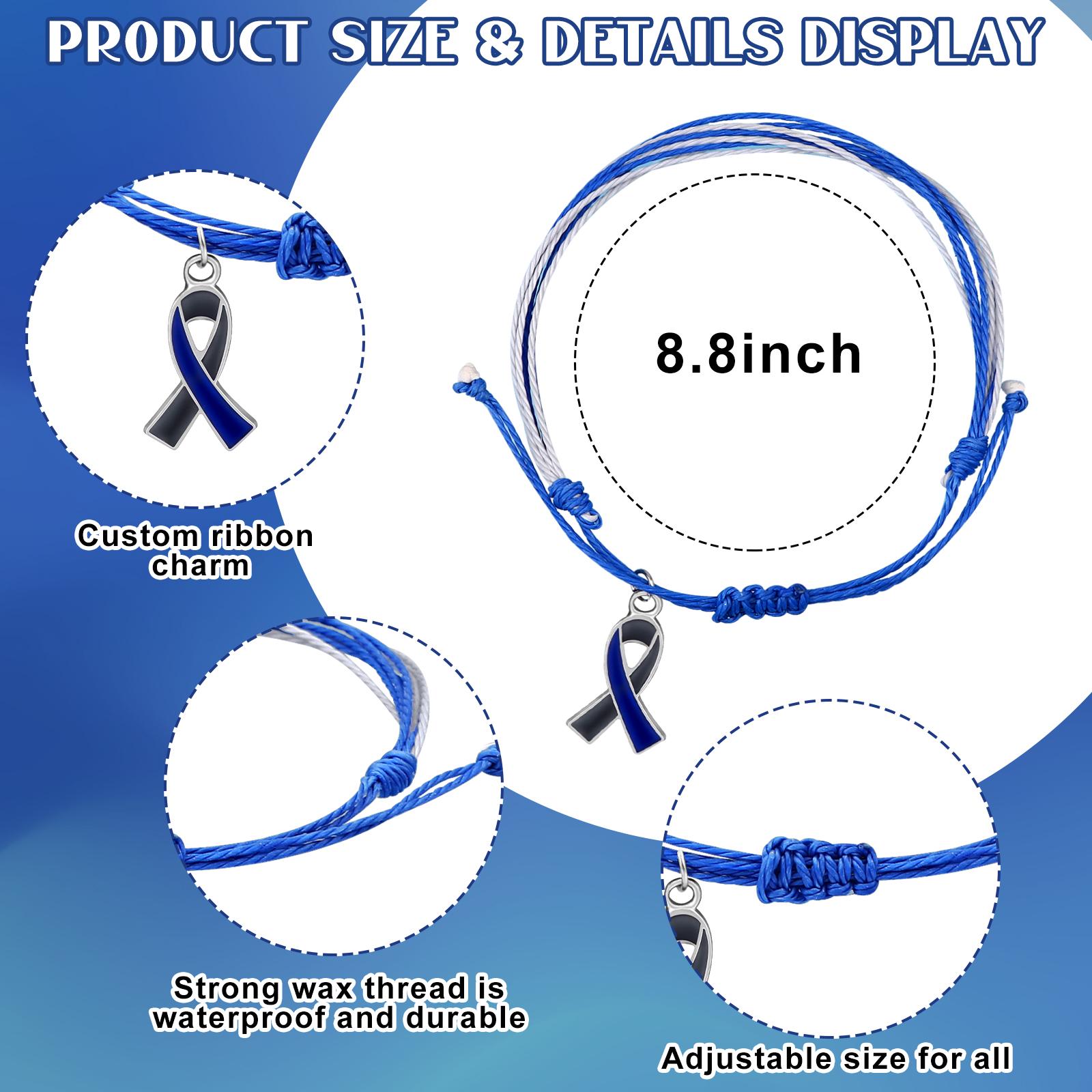 30 Pcs Diabetes Awareness Bracelets Type 1 Diabetes Bracelet Blue And Gray Adjustable Ribbon Health Protection Bracelet Bulk For синий