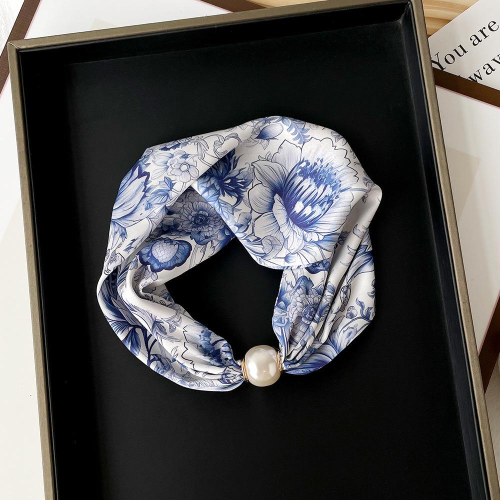 Magnetic Buckle Small Scarf Diamond Studded Magnetic Buckle Scarf Women'S Necklace Headband Scarf Light Luxury Exquisite