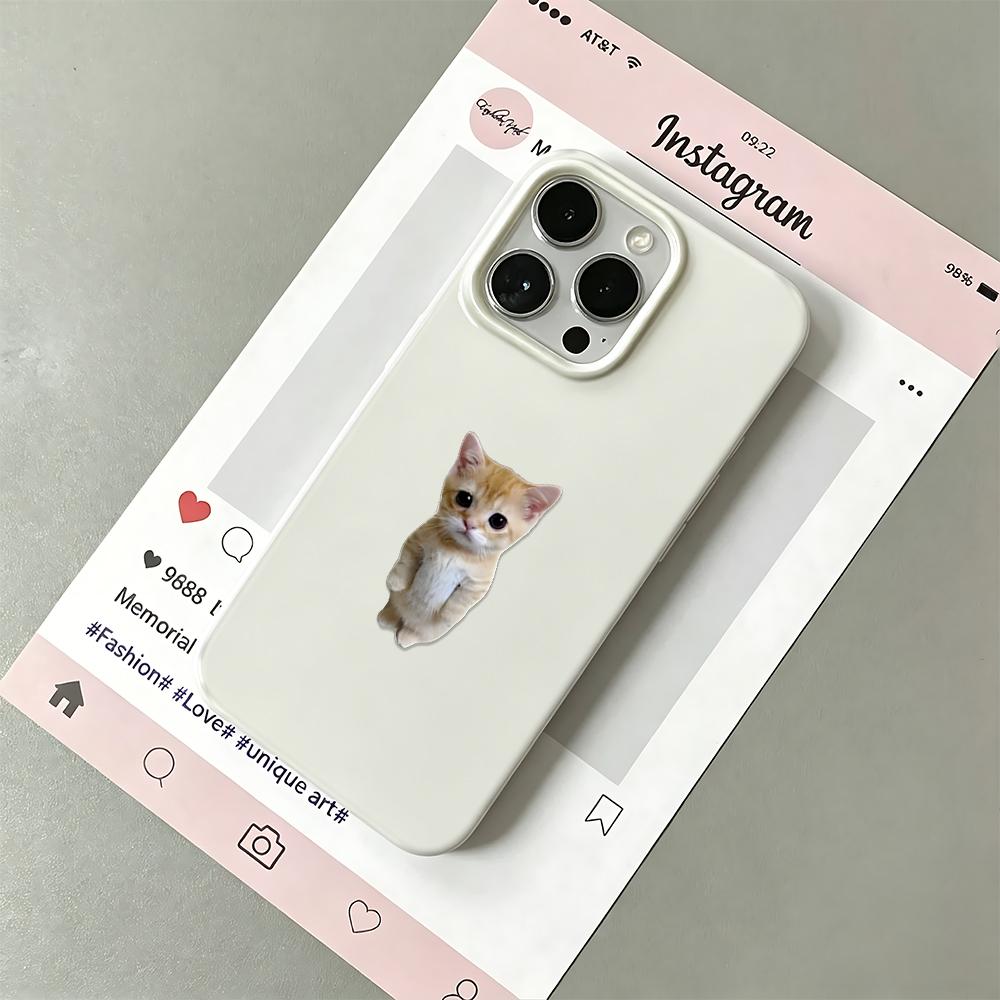 Phone Case For Iphone 17 Air 11 Pro Max 13 15 Plus 12 14 16 White Shock Absorbent Heavy Duty Anti Break Standing Kitten Cover