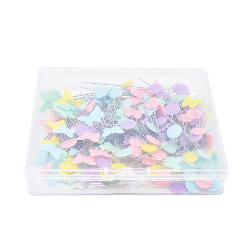 200Pcs Flower Button Head Pins Cute Flower Butterflies Colorful DIY Decorative Positioning Pin for