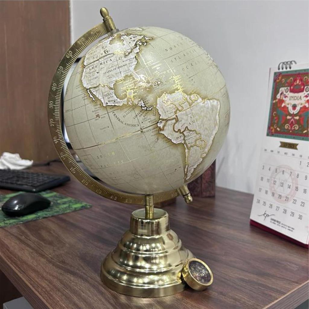 Glob pământesc decorativ pentru decorarea casei, articole cadou, accesorii pentru birou, învățare pentru studenți și copii (Aur gri 12 Inch Înălțime)