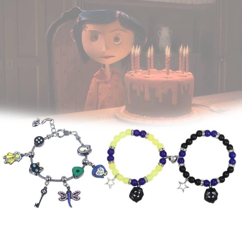 The Secret Coraline Door Bracelet Cute Cartoon Button Dragonfly Girl Accessory
