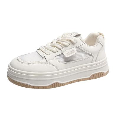 2025 New Leather Women's Black White Casual Woman Vulcanize Sneakers Breathable Sport Walking Running Platform Flats Shoes