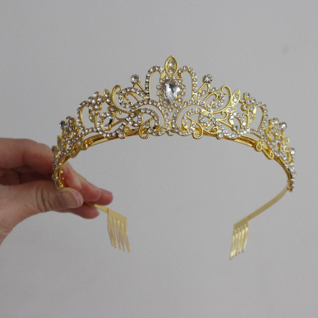 European and American Fashionable Bride Crown Headwear Hair Comb  Wedding Princess  Ball  Auto Show  Birthday Party Accessories  Crown