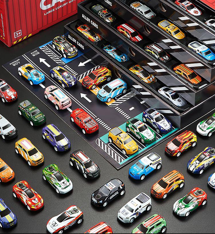 48-Piece Alloy Racing Toy Car Set with Storage Box - Perfect for Boys' Birthdays