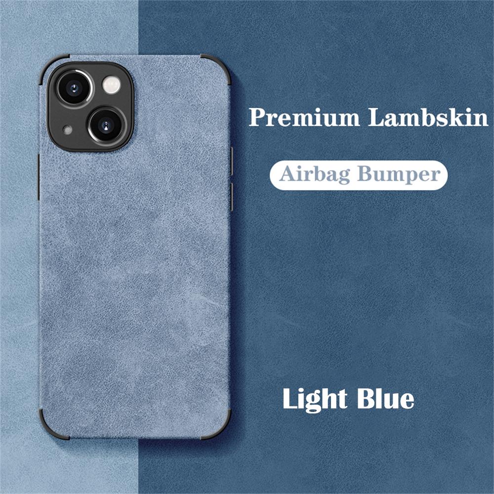 Shockproof Matte Lambskin Leather Case for iPhone 16 15 14 13 12 11 Pro X XR XS Max 7 8 Plus Soft Fabric Vintage Cover