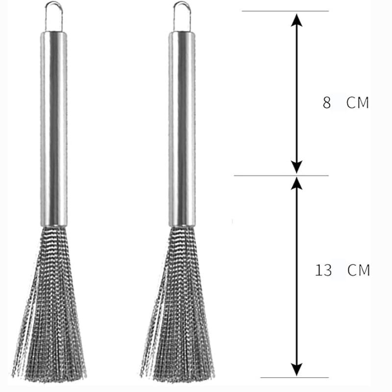 Kitchen Stainless Steel Pot Brush Long-Handled Dishwashing Brush for Kitchen Sink Pans Cleaning Brush Hanging Scrubber Gadget