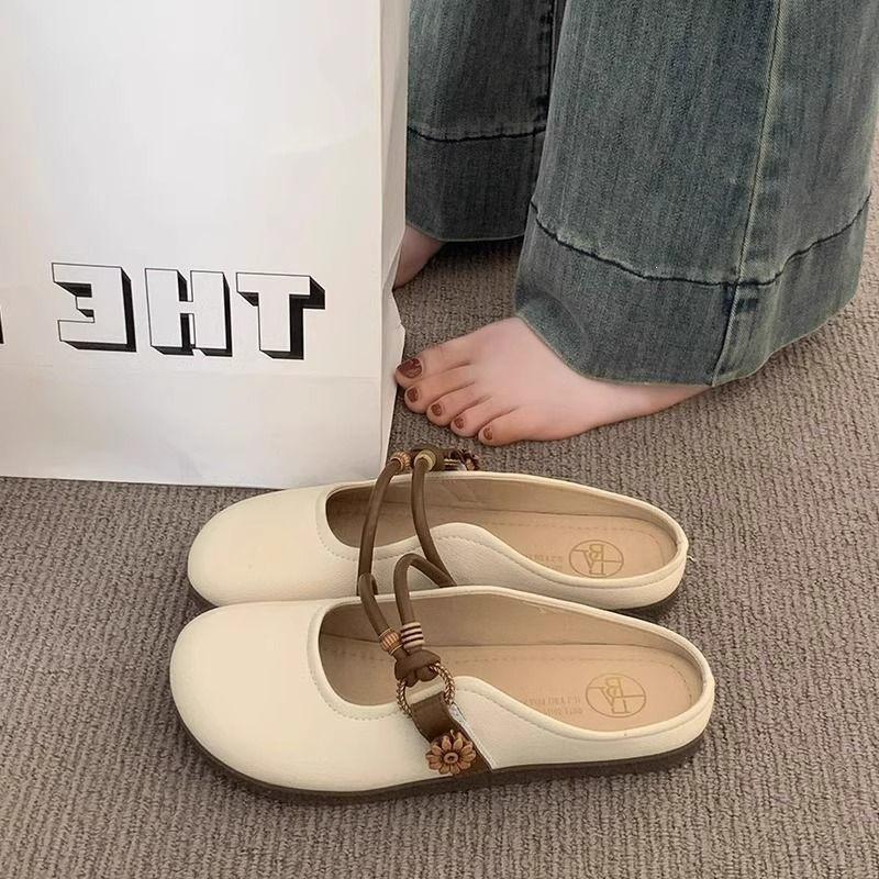 Women's Summer Lazy Slip-On Baotou Half-Slippers, 2026 French Style Flat Soft Sole Sandals.
