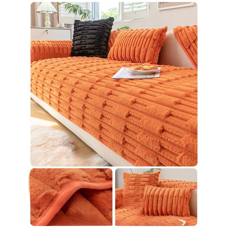 Cream Style Sofa Cushion Autumn and Winter Thickening Plush Cushion Winter Non-Slip Thickened Sofa Cover Cloth