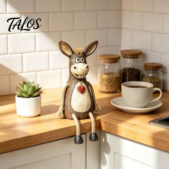 Durable Resin Donkey Statue Shelf Sitter Figurine, Dangling Leg Farm Animal Statue, Rustic Stable Craft Ornament Country Table Edge Ornament, Desktop