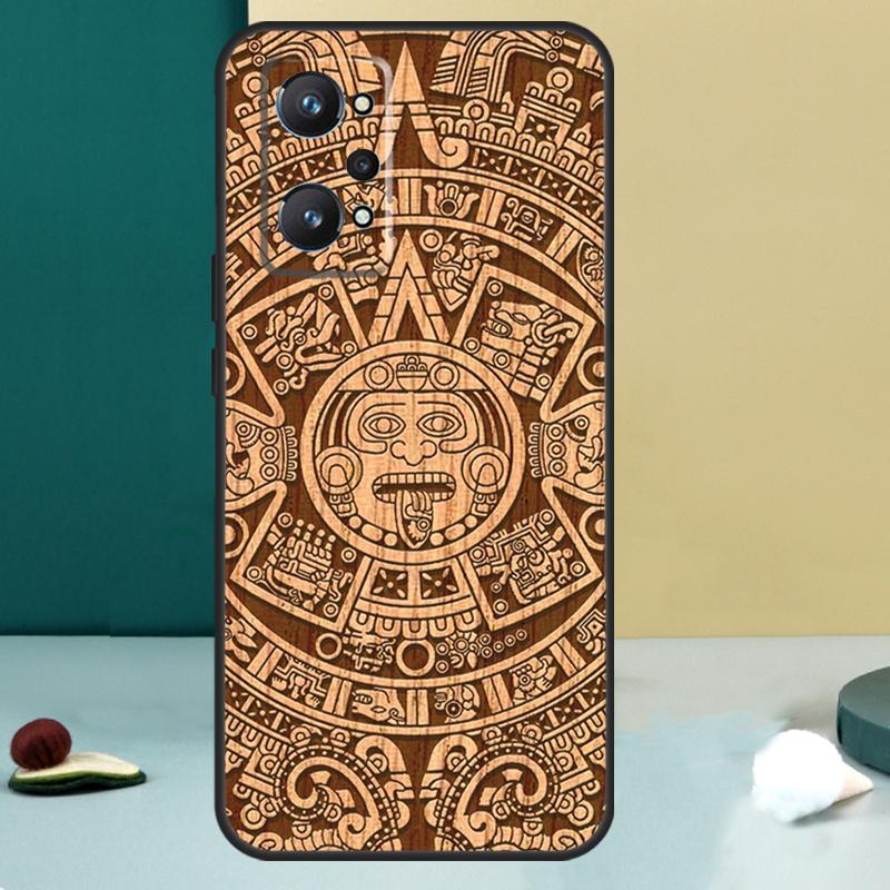 Maya-Kalender Holzmuster Für Realme GT 7 Pro GT 5 6 6T C67 C61 C55 C53 C51 C21Y C25S C75 10 11 12 13 14 Pro Plus Hülle